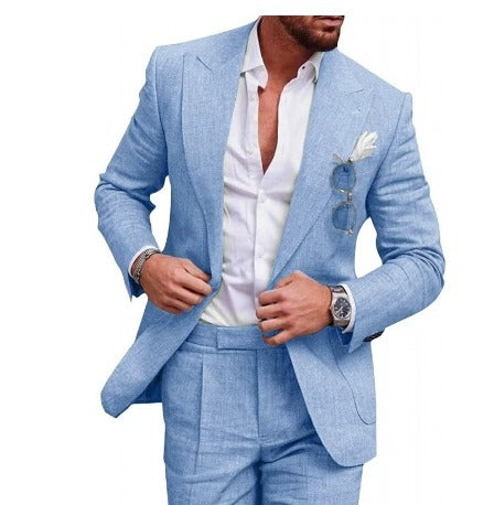Linen Suit for Men - Felix-Blue-M-State of Style