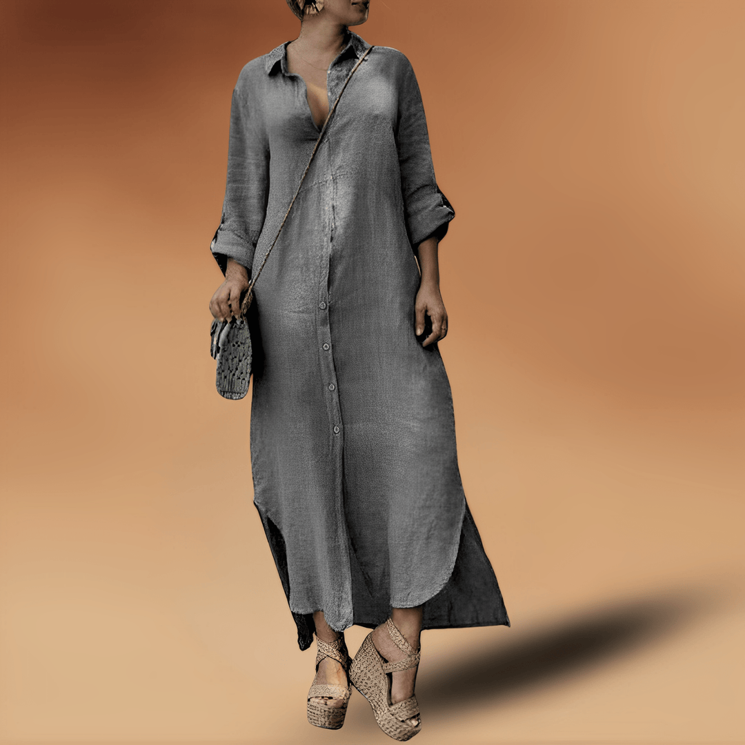 Linen Summer Dress - Maya-White-Grey-XS-State of Style