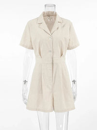 Linen Summer Jumpsuit with Short Sleeves – Maelis-S-State of Style
