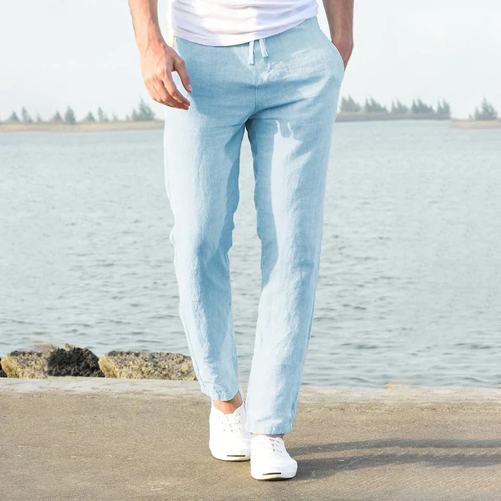 Linen Summer/Spring Trousers for Men - Langston-Blue-S-State of Style