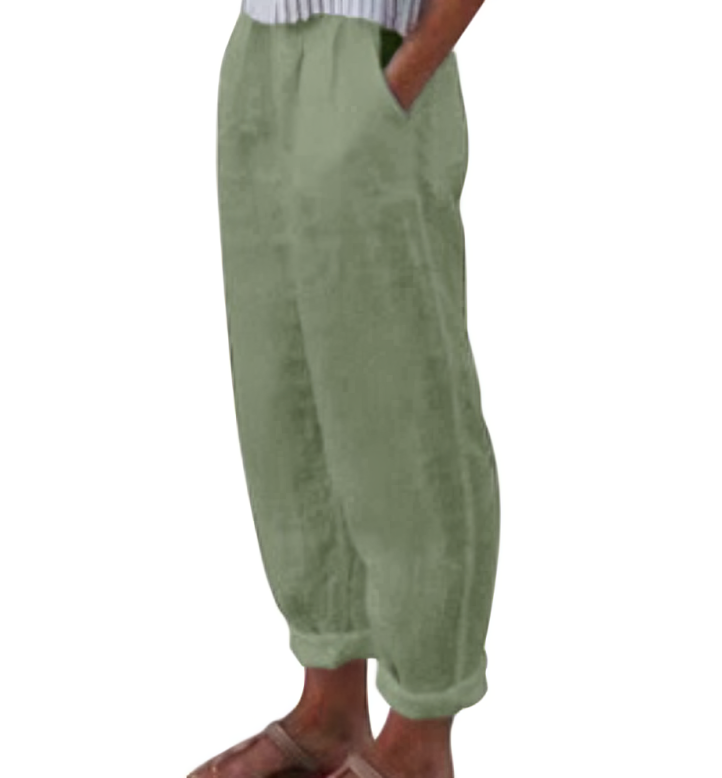 Linen Trousers for Women - Livia-Green-S-State of Style