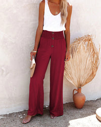 Linen Women's Trousers with High Waist – Sylvie-Red-S-State of Style