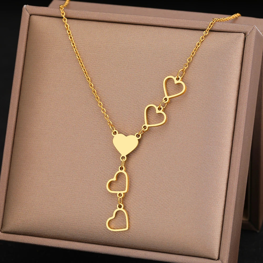 Linked Heart Gold Necklace | Elegant and Timeless Jewellery-GOLD-State of Style