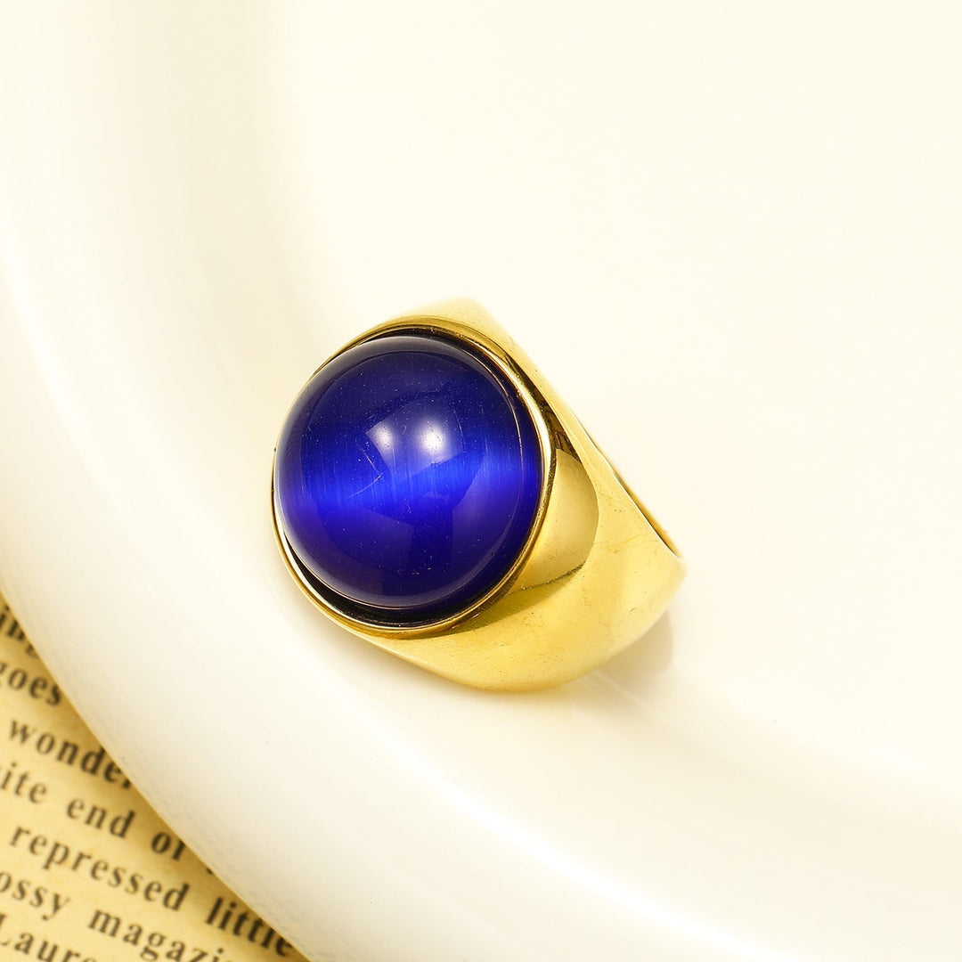 Liora Large Cat's Eye Gemstone Ring-Blue Cat's Eye-54mm-State of Style