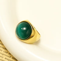 Liora Large Cat's Eye Gemstone Ring-Green Cat's Eye-54mm-State of Style
