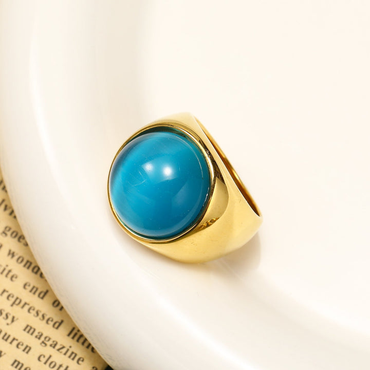 Liora Large Cat's Eye Gemstone Ring-Light Blue Cat's Eye-54mm-State of Style