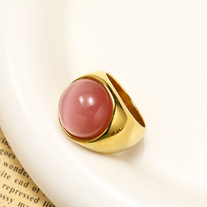 Liora Large Cat's Eye Gemstone Ring-Pink Cat's Eye-54mm-State of Style