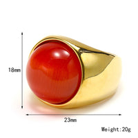 Liora Large Cat's Eye Gemstone Ring-Red Coral-54mm-State of Style
