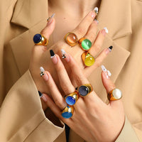 Liora Large Cat's Eye Gemstone Ring-Red Coral-54mm-State of Style