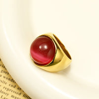 Liora Large Cat's Eye Gemstone Ring-Rose Red Cat's Eye-54mm-State of Style