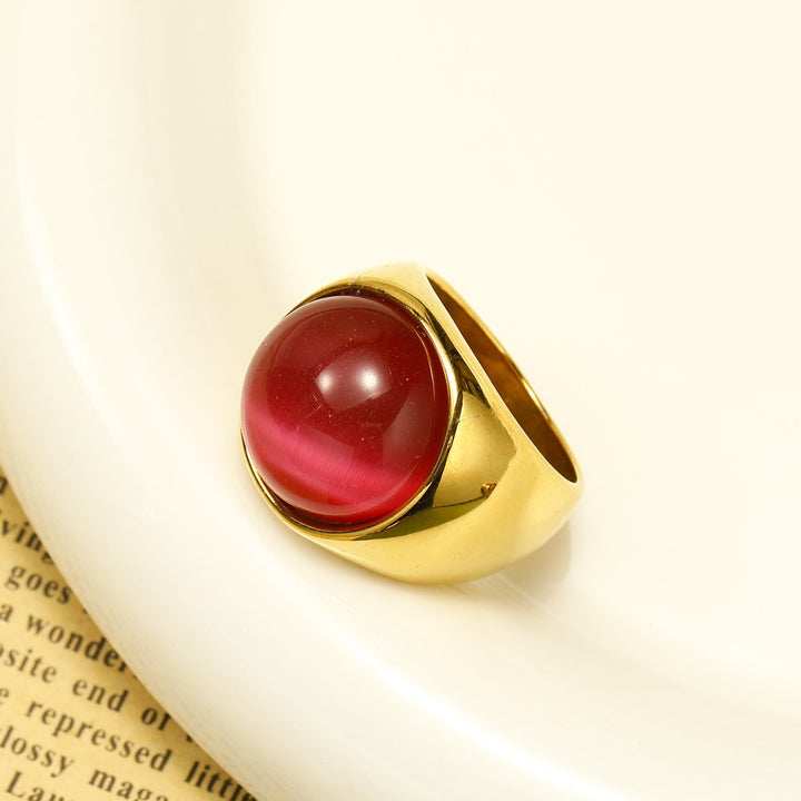 Liora Large Cat's Eye Gemstone Ring-Rose Red Cat's Eye-54mm-State of Style