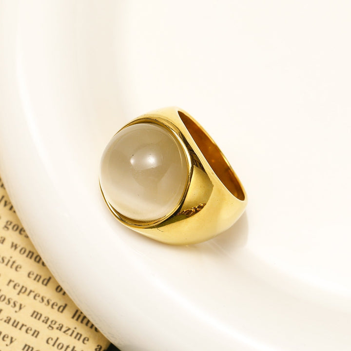 Liora Large Cat's Eye Gemstone Ring-White Cat's Eye-54mm-State of Style