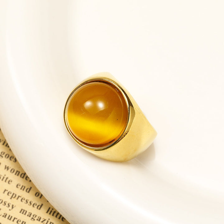 Liora Large Cat's Eye Gemstone Ring-Yellow Cat's Eye-54mm-State of Style