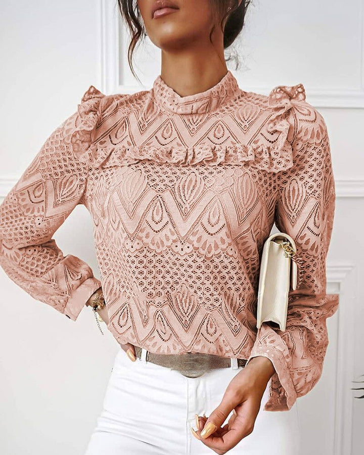 LisaBlouse | Blouse with Ruffles for Women | Elegant Feminine Top-Pink-S-State of Style
