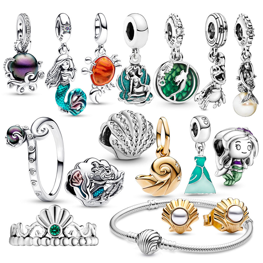 Little Mermaid Charm Set | Elegant Ocean-Themed Jewellery Set-Golden Shell-State of Style