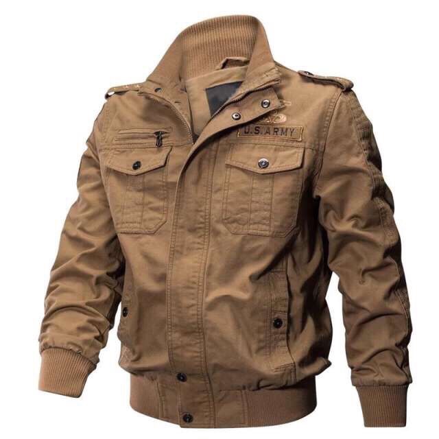 LogansJacket | Men's Durable & Stylish Army Jacket-Khaki-M-State of Style