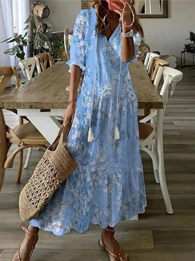 Long Boho Dress - Luna-Azure-S-State of Style