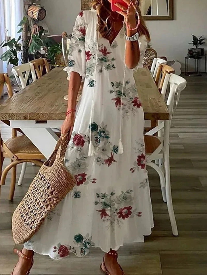 Long Boho Dress - Luna-Beige-S-State of Style