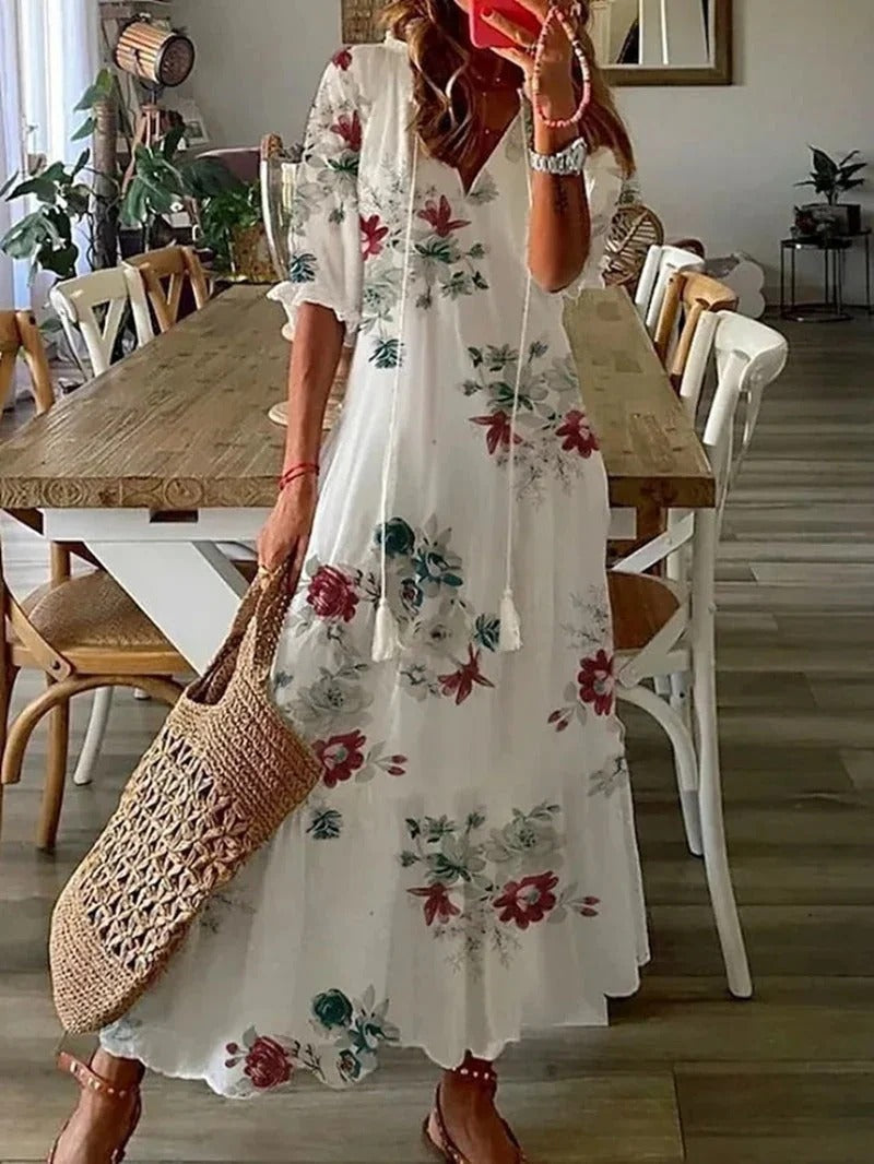 Long Boho Dress - Luna-Beige-S-State of Style