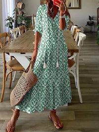 Long Boho Dress - Luna-Green-S-State of Style