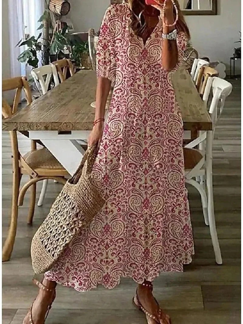 Long Boho Dress - Luna-Pink-S-State of Style
