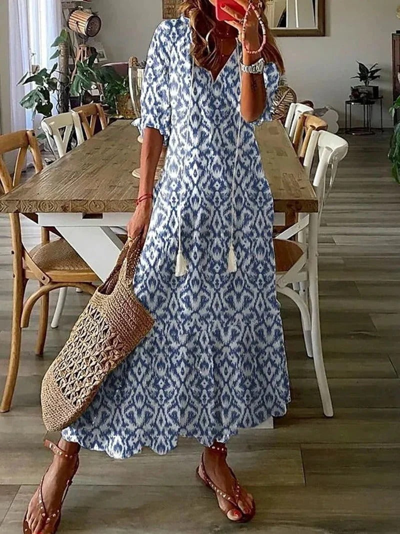 Long Boho Dress - Luna-Sky Blue-S-State of Style