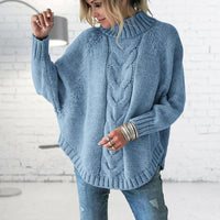 Long Coarse Knitted Women's Sweater - Elise-Heavenly Blue-S-State of Style