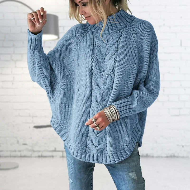 Long Coarse Knitted Women's Sweater - Elise-Heavenly Blue-S-State of Style