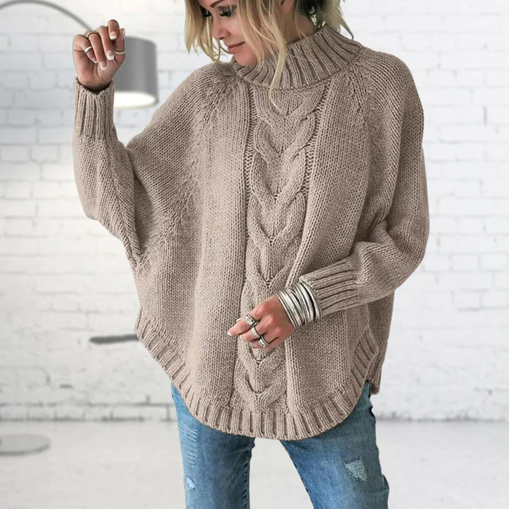 Long Coarse Knitted Women's Sweater - Elise-Khaki-S-State of Style