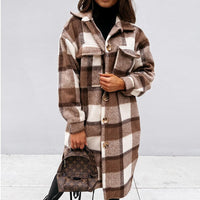 Long Comfortable Checked Coat for Women - Vivian-Dark Brown-S-State of Style