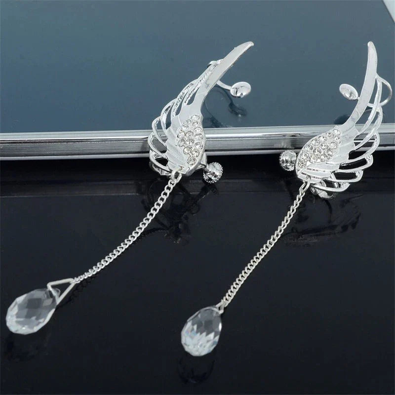 Long Cuff Earrings With Angel Wings-State of Style