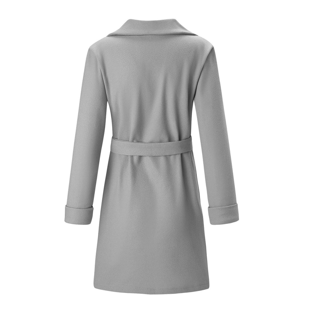 Long Double-Breasted Wool-Look Coat for Women - Elise-Black-S-State of Style