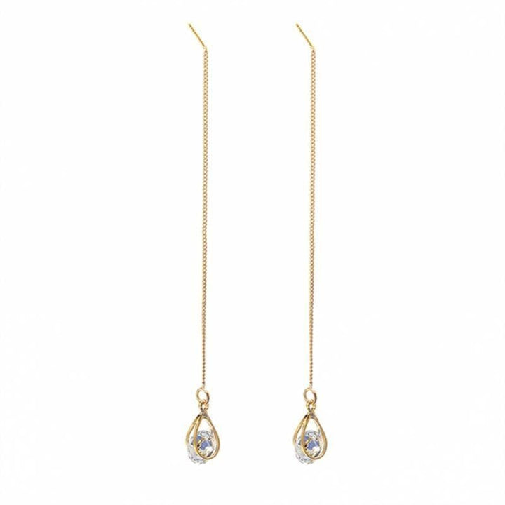 Long Drop Rhinestone Earrings - Isalyn-Gold (equal length)-State of Style