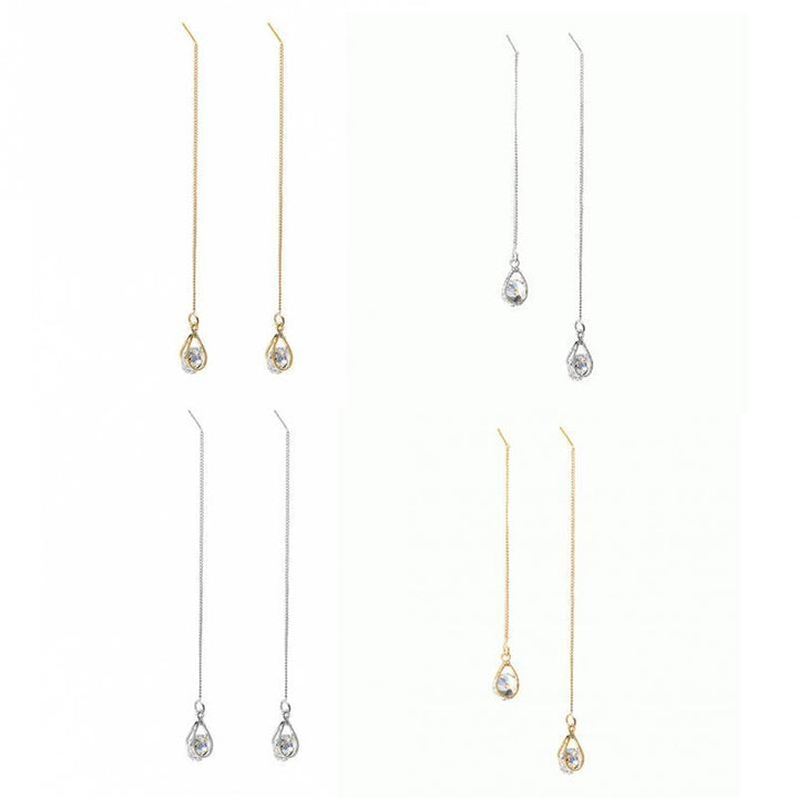 Long Drop Rhinestone Earrings - Isalyn-Gold (equal length)-State of Style