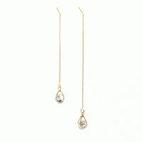 Long Drop Rhinestone Earrings - Isalyn-Gold (unequal length)-State of Style