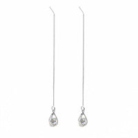 Long Drop Rhinestone Earrings - Isalyn-Silver (equal length)-State of Style
