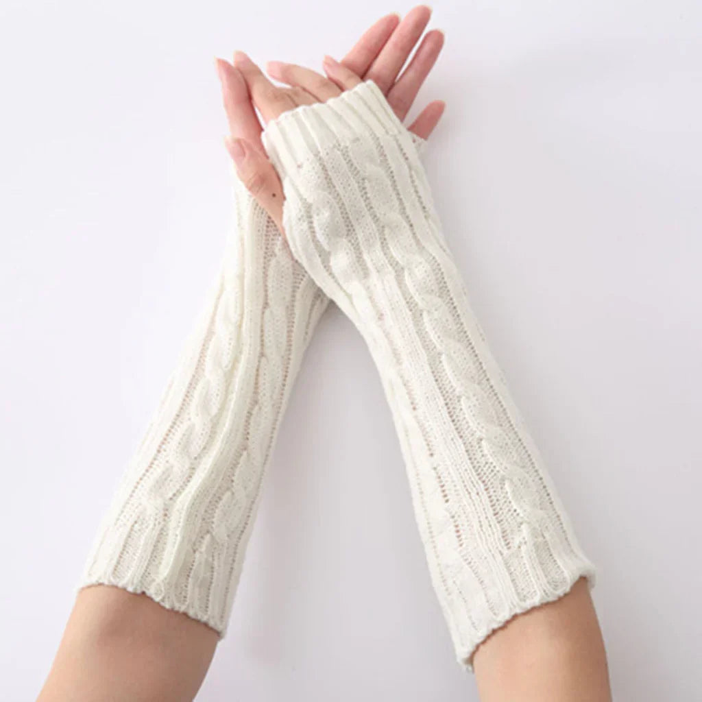 Long Fingerless Knitted Gloves - FlexiWarm-Pink-1-State of Style