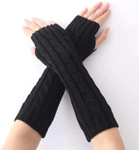 Long Fingerless Knitted Gloves - FlexiWarm-Twist Brown-1-State of Style