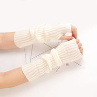 Long Fingerless Knitted Gloves - FlexiWarm-White-1-State of Style