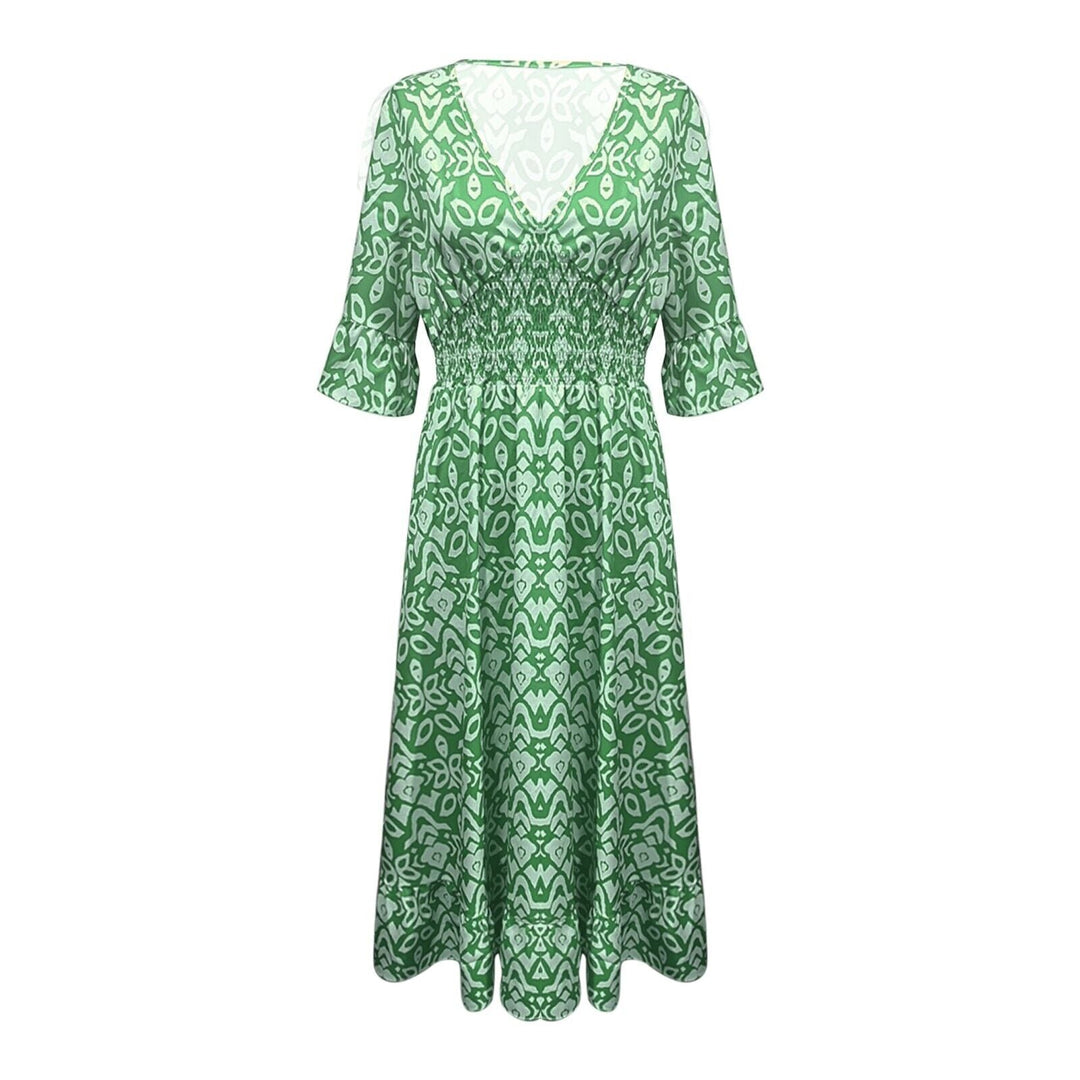 Long Floral Dress with V-neck – Liora-S-Red-State of Style