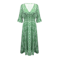 Long Floral Dress with V-neck – Liora-S-Red-State of Style