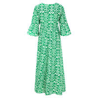 Long Floral Dress with V-neck – Liora-S-Red-State of Style