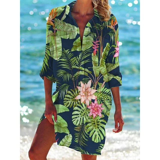 Long Hawaii Blouse with Floral Print – Zoë-Green-S-State of Style