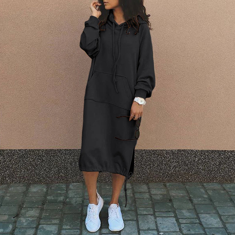 Long Hoodie with European and American Influences - Felina-Black-S-State of Style