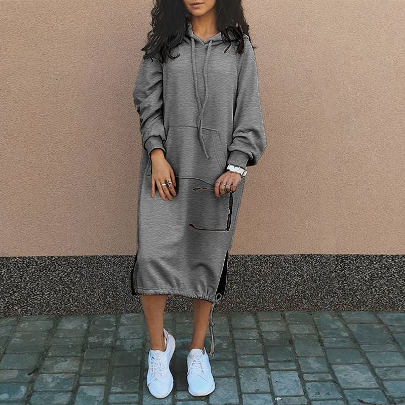 Long Hoodie with European and American Influences - Felina-Grey-S-State of Style
