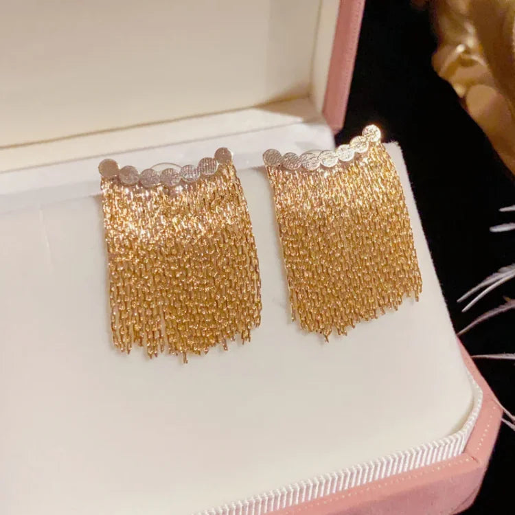 Long Kwast Earrings - Amira-Gold-State of Style