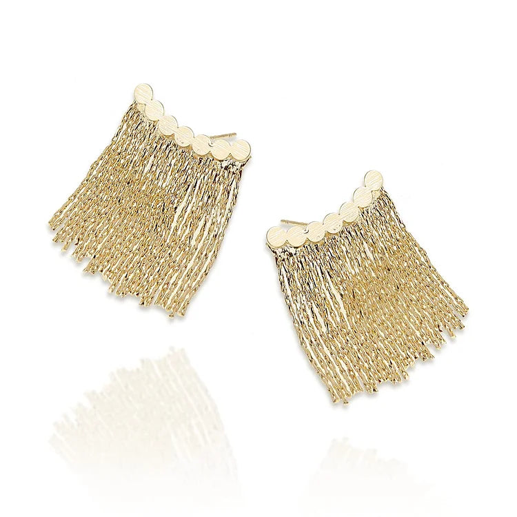 Long Kwast Earrings - Amira-Gold-State of Style