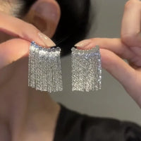 Long Kwast Earrings - Amira-Silver-State of Style
