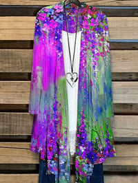 Long Ladies Cardigan with Floral Print – Liva-Purple-S-State of Style
