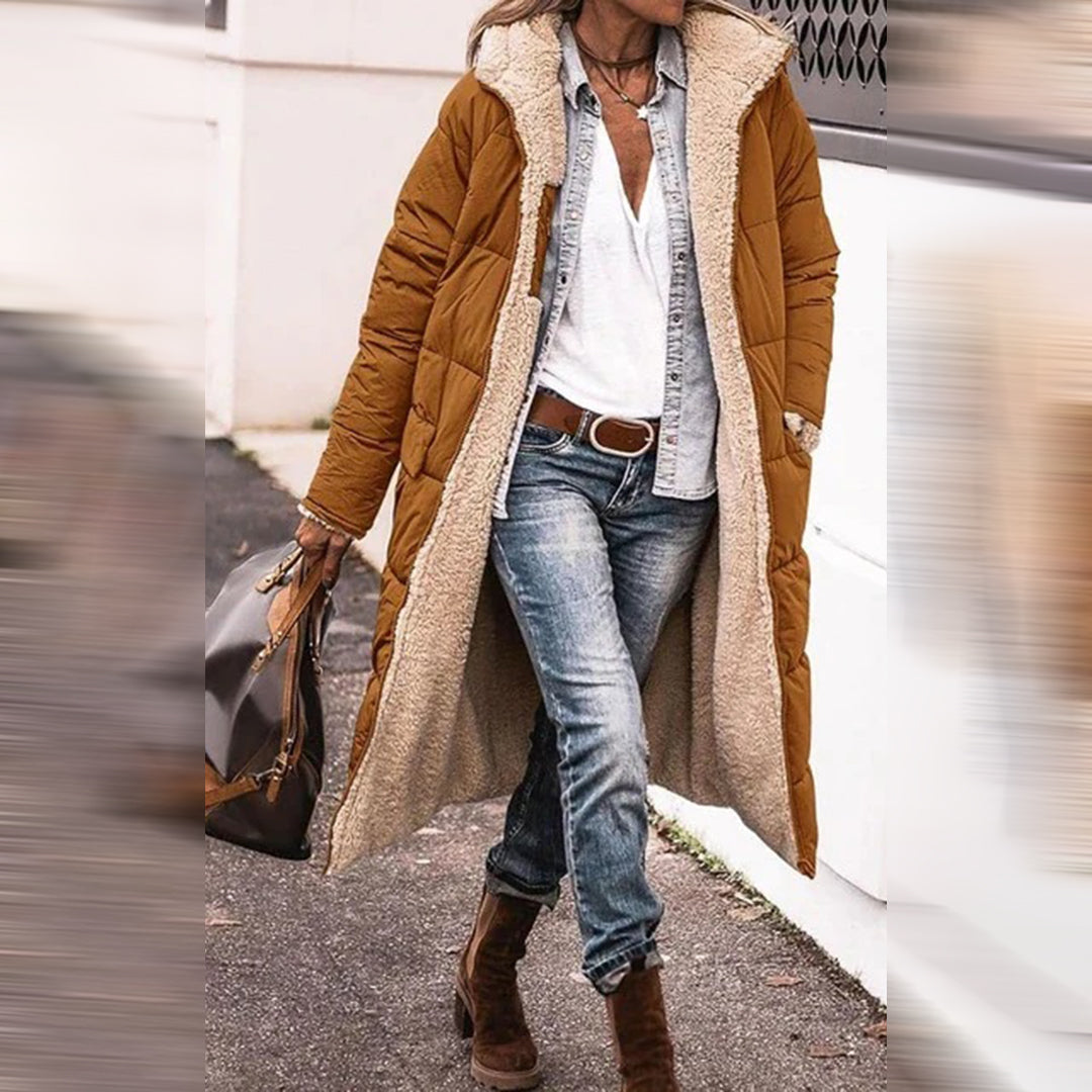 Long Ladies Winter Coat - Nova-Coffee-S-State of Style